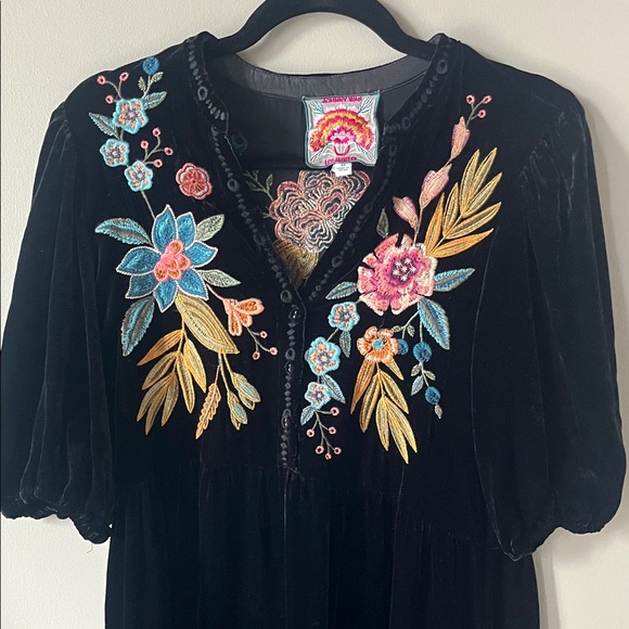Johnny Was Black Dress with Floral Embroidery - Picture 2 of 7